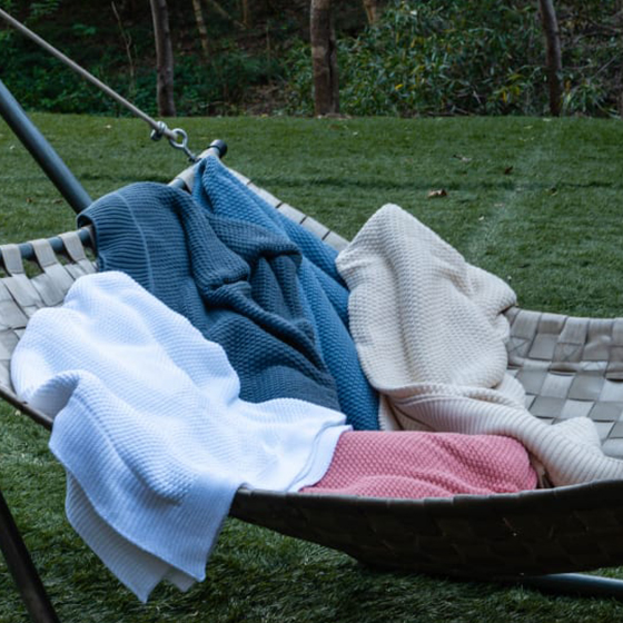 Harmony cotton knitted throws